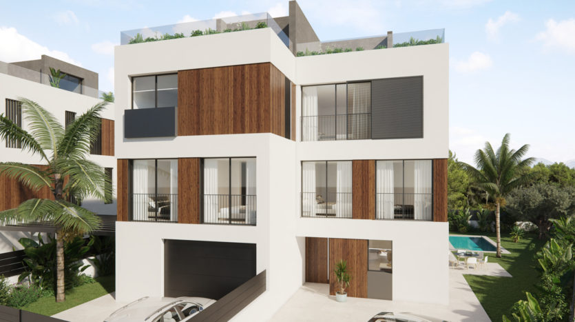 D-3718_8 PROJEKT! Luxus Meerblick-Reihenhaus mit privatem Garten, Pool und herrlichen Meerblick in Portocolom